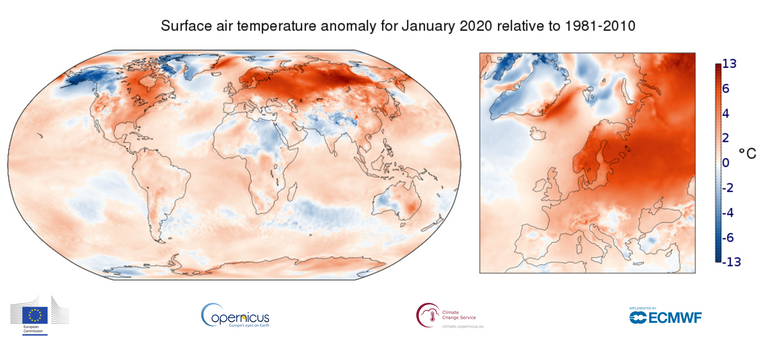 Enero de 2020 el más cálido del registro histórico
