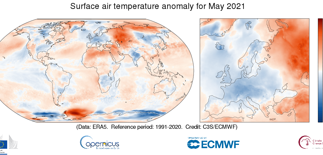 Mayo de 2021 cálido en el planeta, frío en Europa